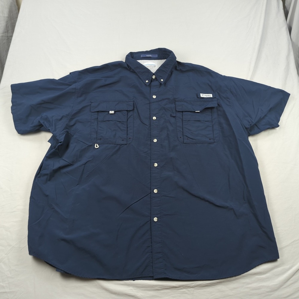 Columbia PFG Shirt Mens 4XL Navy Blue Bahama Vented Fishing Omni Shade